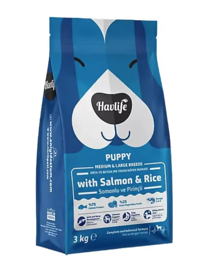 Havlife Orta ve Büyük Irk Somonlu Pirinçli Yavru Köpek Maması 3 kg