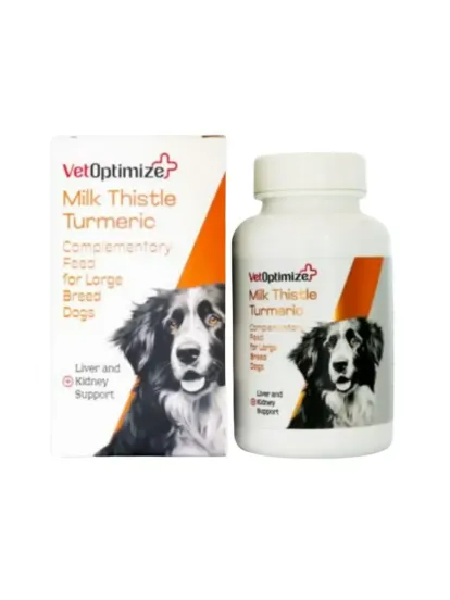 VetOptimize Milk Thistle Turmeric Büyük Irk Köpekler İçin Karaciğer ve Böbrek Koruyucu Detoks Tableti (45 Tablet)