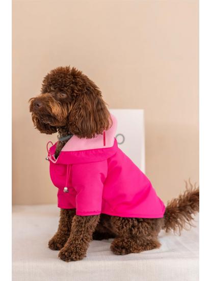 Lorico Küçük ve Büyük Irk Köpek Mont - Önü Çıt Çıtlı Kapüşonlu Su Geçirmez Köpek Yağmurluk (Pembe)