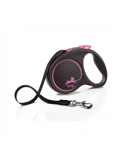 Flexi Black Design Şerit Otomatik Gezdirme Tasması (Pembe)