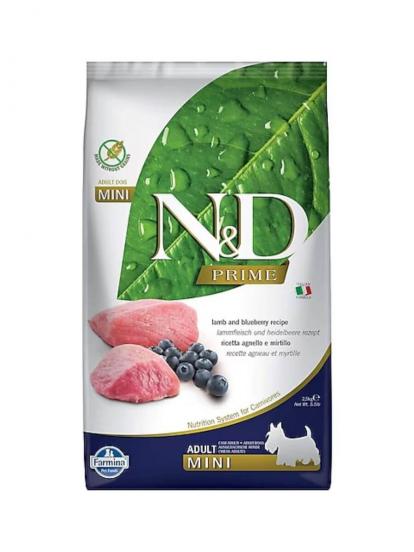 N&D Prime Kuzu Etli ve Yaban Mersinli Küçük Irk Tahılsız Yetişkin Köpek Maması 2,5 kg