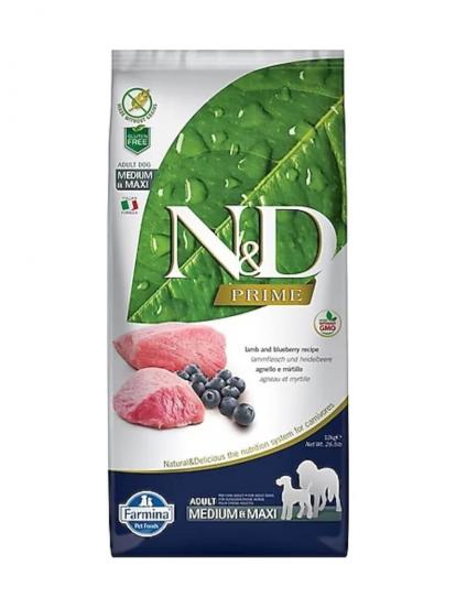 N&D Prime Kuzu Etli ve Yaban Mersinli Orta ve Büyük Irk Yetişkin Köpek Maması 12 kg