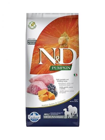 N&D Pumpkin Tahılsız Balkabaklı Kuzu Etli Orta ve Büyük Irk Yetişkin Köpek Maması 12 kg